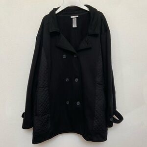 Catherine's Black Button Front Lightweight Jacket Size 5X Winter Warm Basic